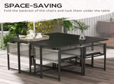 Five-Piece Metal Dining Set, with Folding Back Chairs, Light Grey T3398P320034
