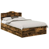 Bed Frame with Drawer Smoked Oak 135 x 190 cm Engineer Wood 3413016