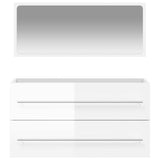 Bathroom Cabinet with Mirror High Gloss White Engineered Wood 833883