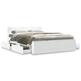 Bed Frame with Drawer 2 pcs White 137 x 188 cm Engineered Wood 3402857