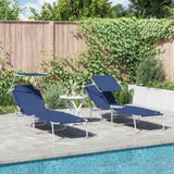 Sun Lounger Folding 2 pcs Blue 58 x 188 x 77cm Polyester 42003059