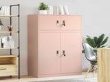 Storage Cabinet 2 pcs Pink 90 x 40 x 145 cm Steel Lockable 3438646