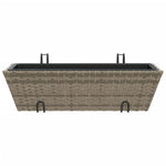 ZNTS Planters with hooks 2 pcs Grey Poly Rattan 366403