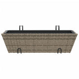 ZNTS Planters with hooks 2 pcs Grey Poly Rattan 366403