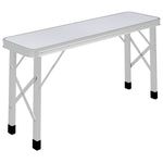Folding Camping Table with 2 Benches Aluminium White 48181