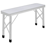 Folding Camping Table with 2 Benches Aluminium White 48181