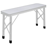 Folding Camping Table with 2 Benches Aluminium White 48181