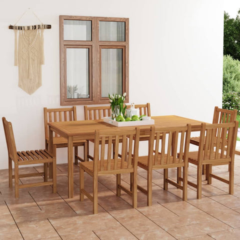 ZNTS 9 Piece Garden Dining Set Solid Teak Wood 3059946