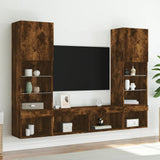 5 Piece TV Wall Units with LED Smoked Oak Engineered Wood 3216694