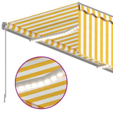 ZNTS Manual Retractable Awning with Blind&LED 3.5x2.5m Yellow&White 3069403