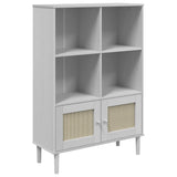 Bookcase SENJA Rattan Look White 90x35x130 cm Solid Wood Pine 358062