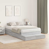 Storage Bed Frame Grey Sonoma 120 cm Engineered Wood 3335690