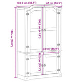 Glass Display Cabinet Corona 103.5x42x180 cm Solid Wood Pine 4002777