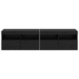 TV Wall Cabinets with LED 2 pcs Black Oak 80 x 30 x 40 cm 882982