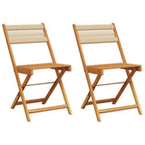 Bistro Chairs 2 pcs Beige Solid Wood Acacia and Rope 367680