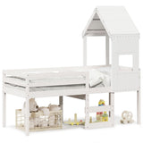High Sleeper Bed without Mattress White 75x190 cm Small Single Solid Wood Pine 3282020
