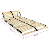 Slatted Bed Base Manual Brown 100 x 190 cm Solid Beech Wood 42015241