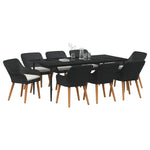 Garden Dining Set with Cushion 9 pcs Black Poly Rattan 3261669