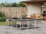 7 Piece Garden Dining Set with Cushions Light Grey Poly Rattan 3211451