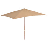 ZNTS Garden Parasol with Wooden Pole 200x300 cm Taupe 44514