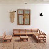 10 Piece Garden Lounge Set Honey Brown Solid Pinewood 3075862