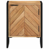 Bedside Table Brown 40 x 30 x 50 cm Solid Acacia Wood and Metal 374104