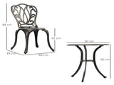 3 Piece Garden Bistro Set Aluminium Outdoor Furniture Set for 2 Patio Chairs and Table with Umbrella T3398P318668