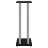 Speaker Stands 2 pcs Black&Silver Tempered Glass 4 Pillars Design 51818