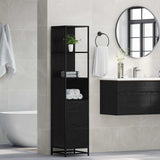 Bathroom Furniture Set with Drawer Black Oak 35 x 37.5 x 166 cm 883600