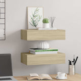 330248 Wall-mounted Drawer Shelves 2 pcs Oak 40x23,5x10cm MDF