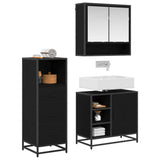 Bathroom Furniture Set 3 pcs Black Oak Engineered Wood 3402371
