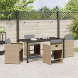 Garden Dining Set 5 pcs Beige Poly Rattan 3380711