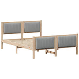 Bed frame Brown and light grey 135 x 190 cm Solid pine wood 878479