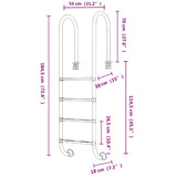 Pool Ladder 54x38x184.5 cm 304 Stainless Steel 93453