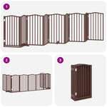 Dog Gate with Door Foldable 9 Panels Brown 450 cm Poplar Wood 3155606