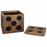 Storage Box Mindi Wood 40x40x40 cm Dice Design 244559