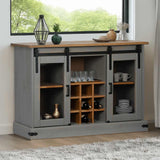 ZNTS Sideboard HALDEN 2 Sliding Doors Grey 112x40x80 cm Solid Wood 4018427