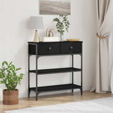 Console Table Black Oak 72.5 x 25 x 75 cm Engineered Wood 863521