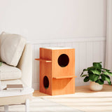 Cat House Wax Brown 43x43x60 cm Solid Wood Pine 859303