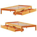ZNTS Bed Frame with Drawers without Mattress Wax Brown 100x200 cm 3301964