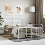Bed Frame White Powder-Coated Steel Double Bed Frame 353703