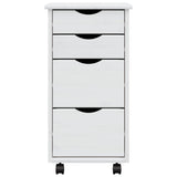 Rolling Cabinet with Drawers MOSS White Solid Wood Pine 355904