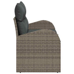 Garden Sofa with Cushion Grey 124 x 62 x 69cm Poly Rattan 42006744