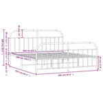 Metal Bed Frame without Mattress with Footboard White 160x200cm 353705