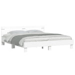 ZNTS Bed Frame with LED without Mattress White 160x200 cm 3207532