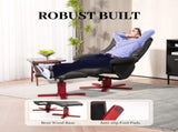 Faux Microfibre Leather Manual Recliner and Footstool Set - Black T3398P341021