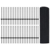 Welded Wire Fence with Post 100 x 0.5 m PVC-Coated Steel Grey 3336650