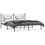 Metal Bed Frame without Mattress with Headboard Black 180x200cm 374343