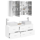 Bathroom Furniture Set 4 pcs White Engineered Wood and Glass 3406783
