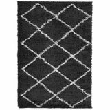 Shaggy Rug PAMPLONA High Pile Modern Black and Cream 140x200 cm 375411